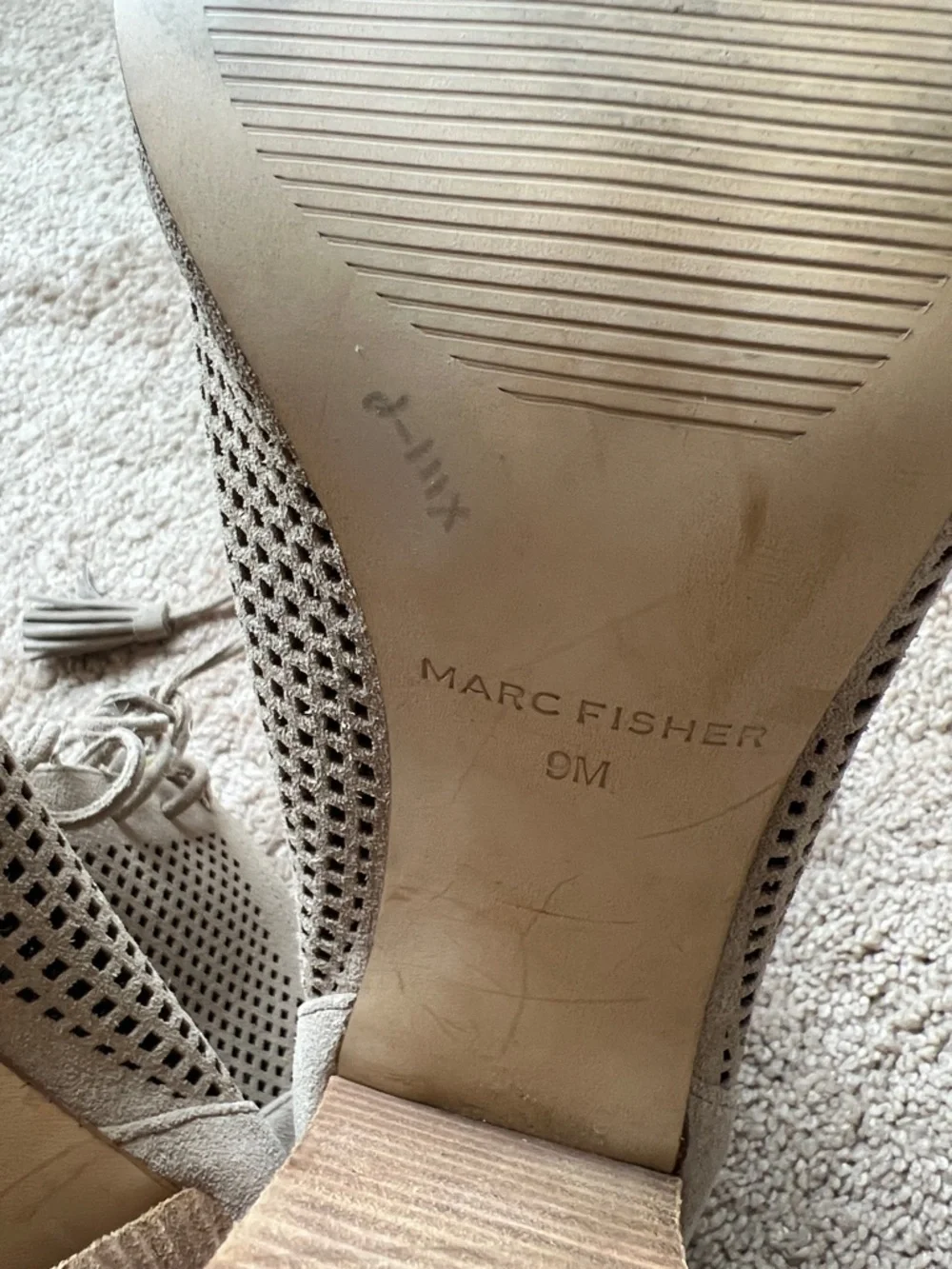 Marc Fisher Shaini Taupe Suede lace up Bootie